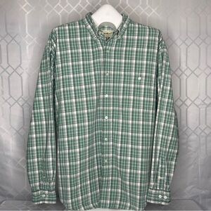 Eddie Bauer Regular Fit 100% Cotton Green Plaid Button Down Shirt XL